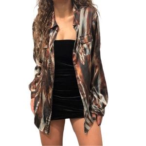 Satin/Silk, Multi-Colored, Calvin Klein, Button Up